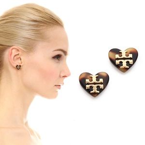 Tory Burch Tilsim Tortoise heart earring stud gold